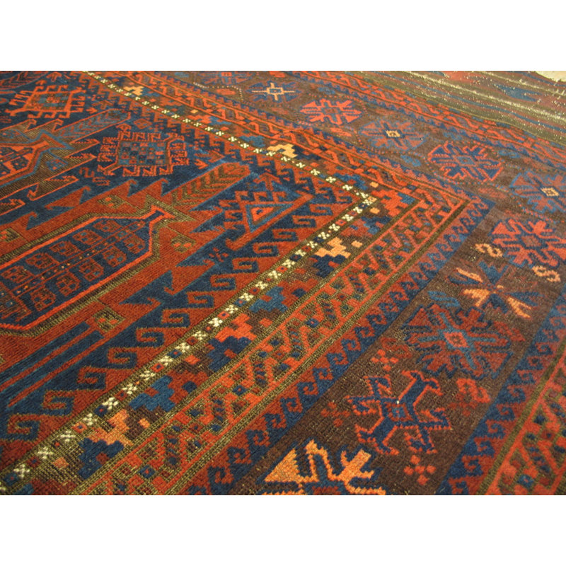 Blue Tribal Antique Late 19th Century Afghan Baluch Rug