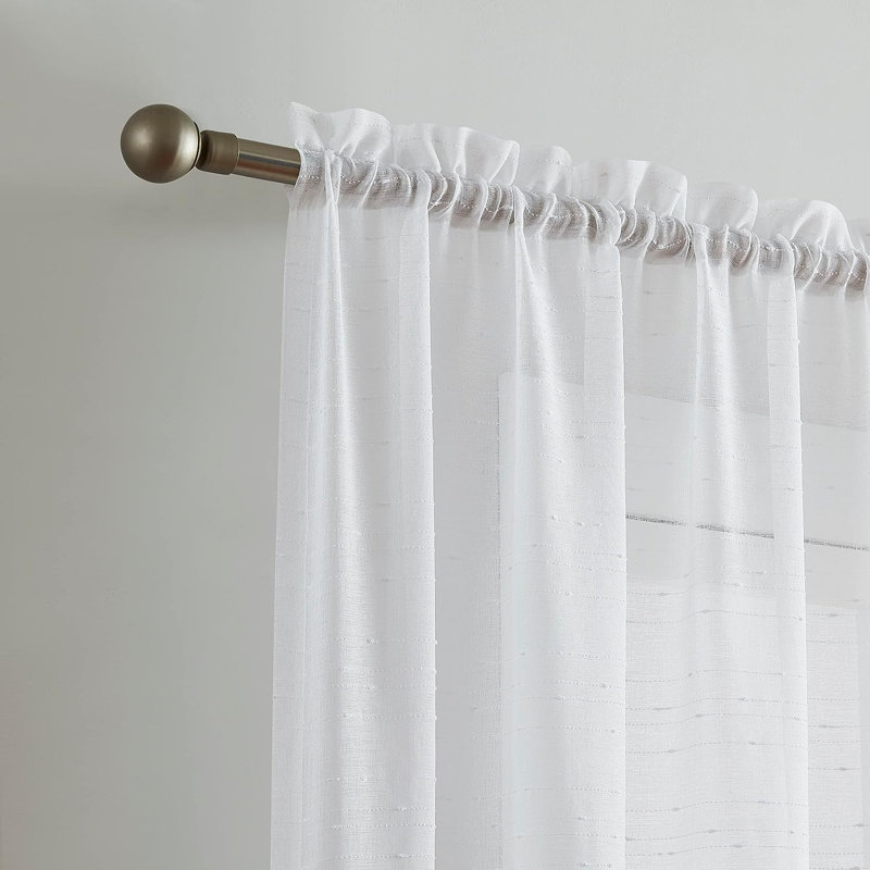 Rideau en polyester Valerle, L 54 po x H 84 po, Blanc