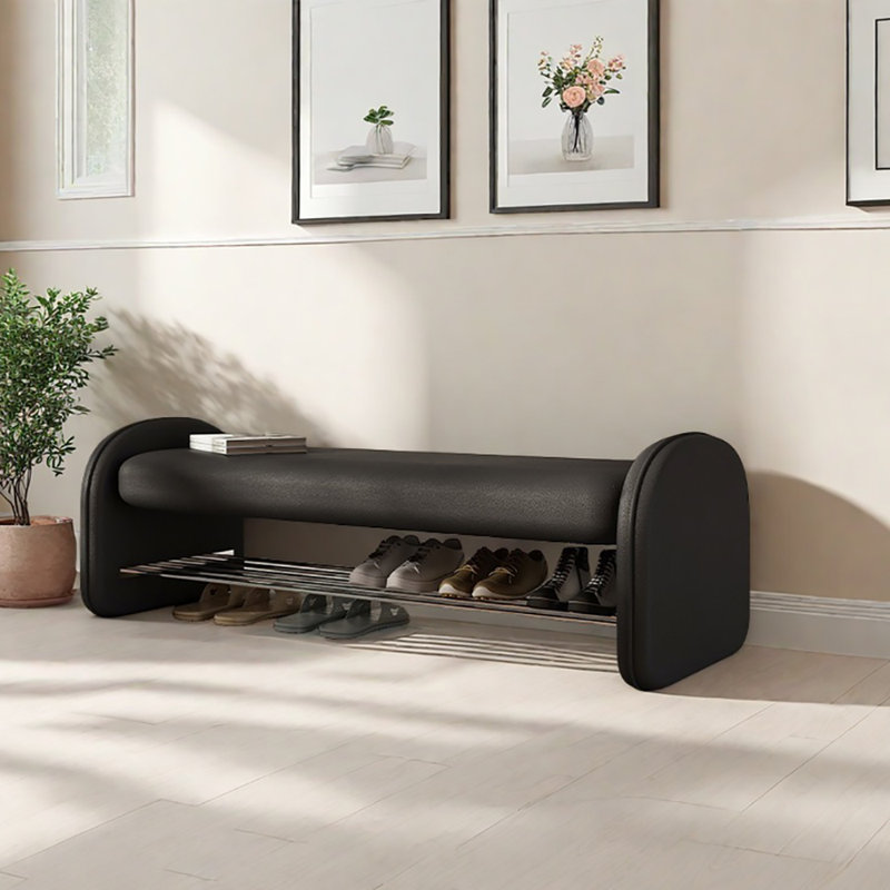 47.2in Shoe Storage Bench, Black