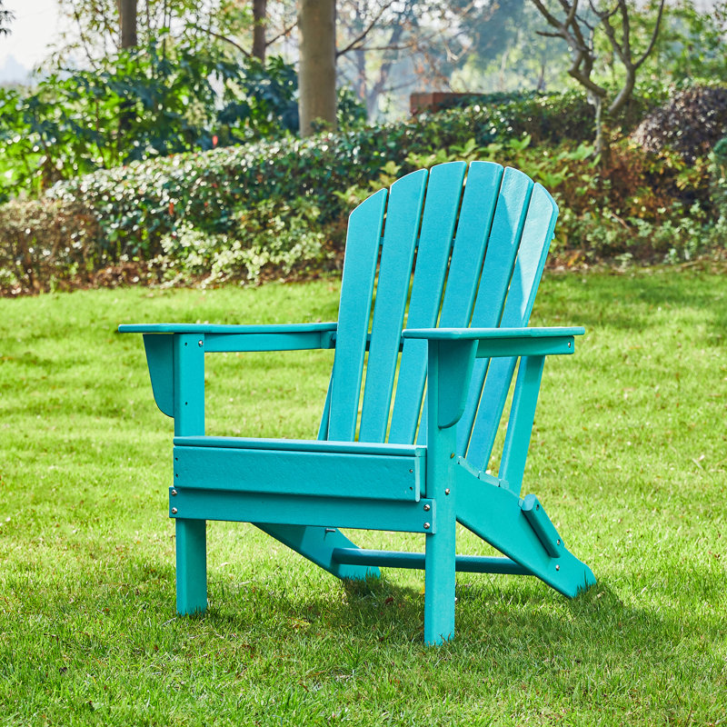 Chaise Adirondack pliante Ramonita en PEHD, Turquoise / bleu