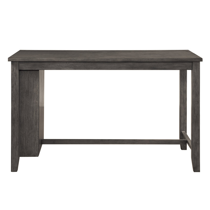 Table rectangulaire à hauteur de comptoir avec tablettes - mobilier en bois moderne gris pour la finition de chalet de style contemporain