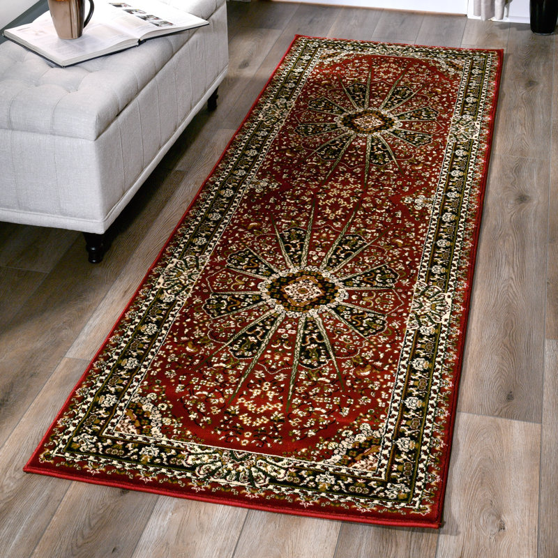 Palfrey Collection Red Traditional Area Rug, Runner 2'8" x 8'1"