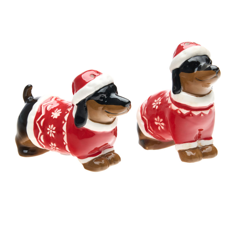 Ensemble de salière et poivrière Christmas Dachshund