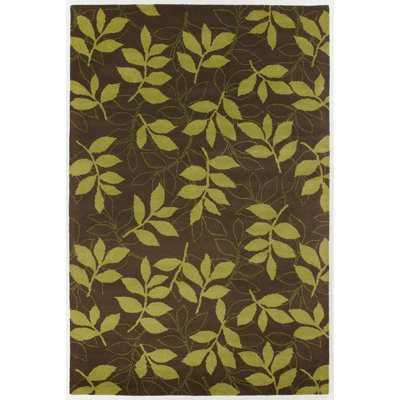 Medford Authentic Hand-Tufted Handmade Brown, Green & Lime Fashion; Abstract; Floral Wool Area Rug