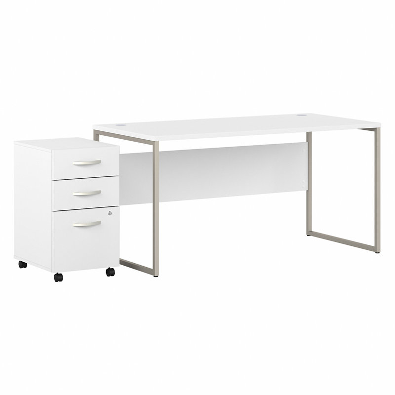 Office 500 Collection Modular Computer Desk, 29.91" H x 59.45" W x 29.37" D, White