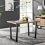 Kylooe Modern Brown Wood And Black Metal Dining Table Set With 4 Luxury Faux Leather Dining Chairs-1234035675