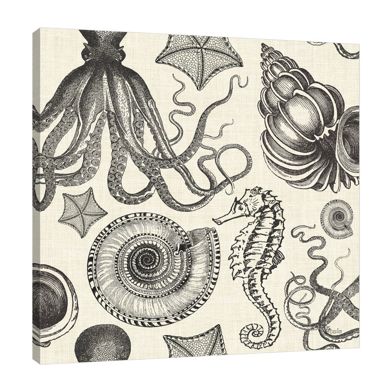 «Coastal Farmhouse Motif» par Pela Studio, reproduction sur toile tendue, H 12 po x l 12 po x P 1,5 po