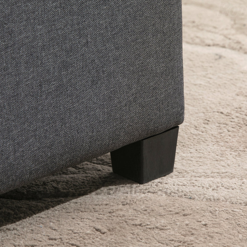 Fabric Upholstered Tufted Storage Ottoman - Flip Top Seat Lid, Metal Hinge, Eucalyptus Wood Frame