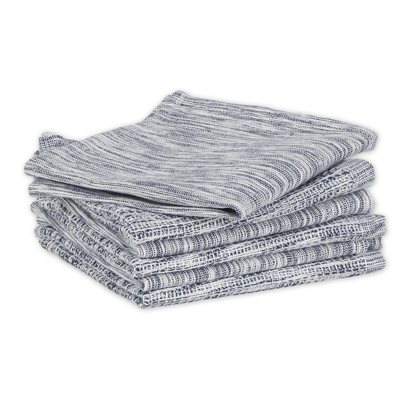 Cotton Waffle Dish Cloth Kitchen Towel, Navy/Off White
