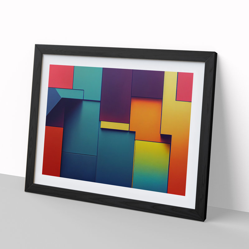 Abstract Block Colour Vol.3 - Single Picture Frame Print, Black, 46cm H x 64cm W x 2cm D