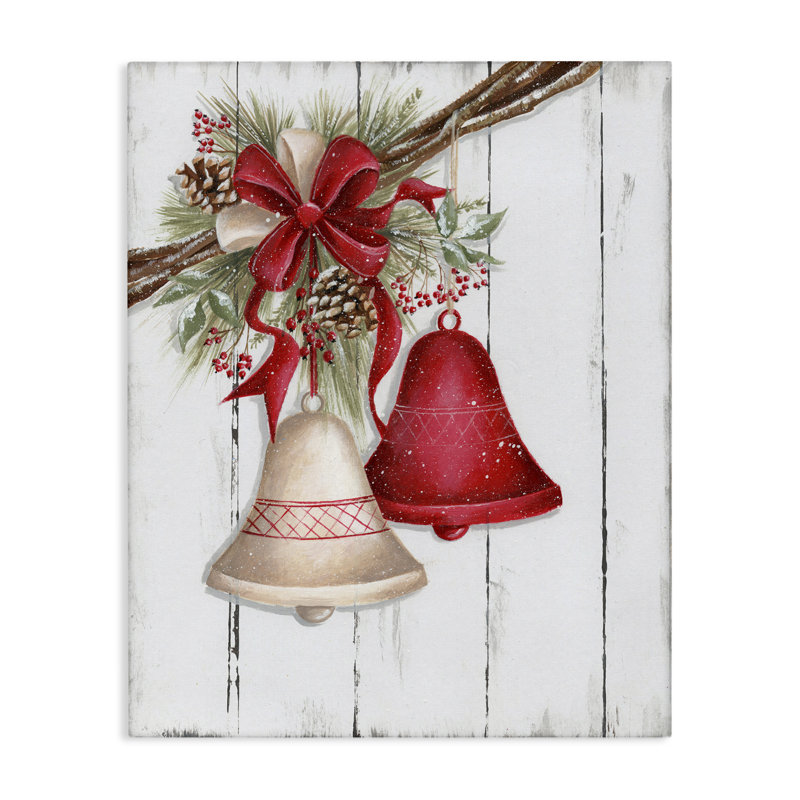 «Rustic Winter Bells», art mural sur toile par Emma Leach, H 30 po x l 24 po