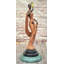 J. Erte Art Deco Bronze Lady with Mask - Figurine élégante en robe fluide sur base en marbre