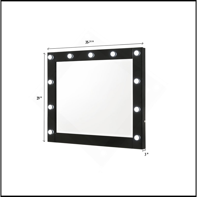 Miroir de salle de bain 1Pc Glam, Noir