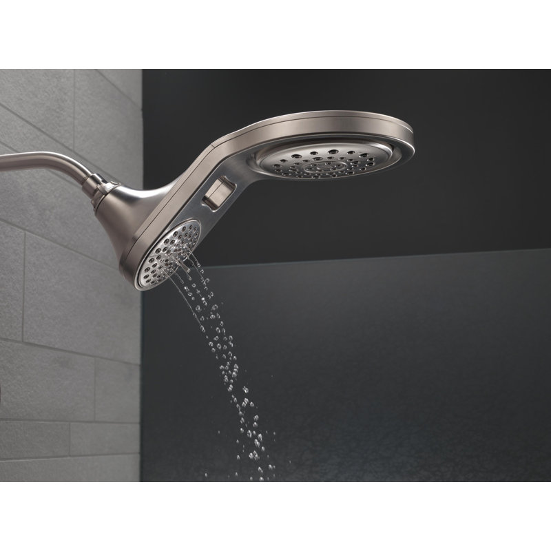 HydroRain Multi Function Adjustable Dual Shower Head, Stainless