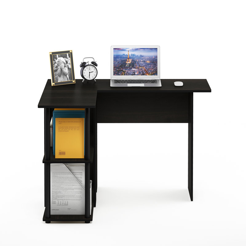 Angulo L-Shape Computer Desk, Espresso, Black