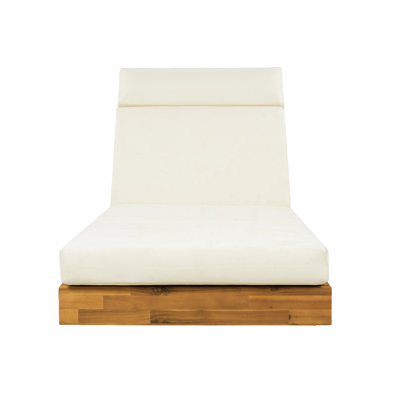 Modern Acacia Wood Outdoor Chaise Lounge with Water-Repellent Cushion & Integrated Headrest, Adjustable & Foldable Design for Patio, Poolside, Garden