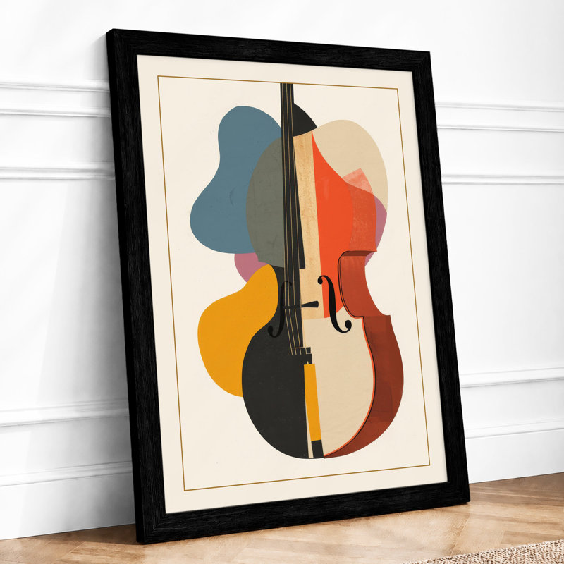 Violin Geometric - Framed Print, A2 - 59.4 x 42.0 cm, Black