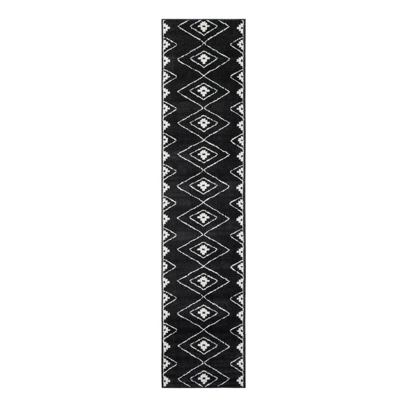 Latitude Run® Vefsna Nikolis Rug Black, Runner 2'7" x 12'