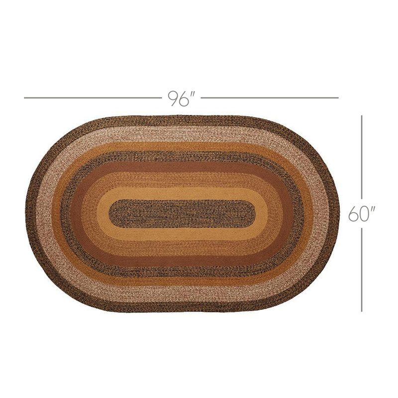 Tapis noir / caramel en jute tressé à motif géométrique Kettle Grove, Ovale 5 pi x 8 pi
