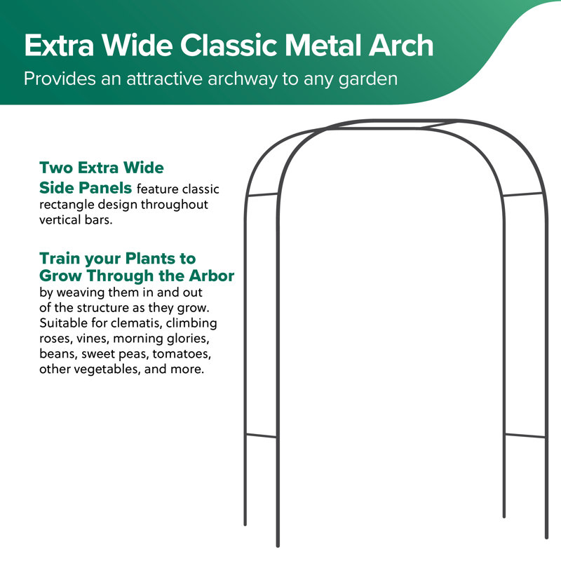 Extra Wide Black Metal Garden Arch Arbor