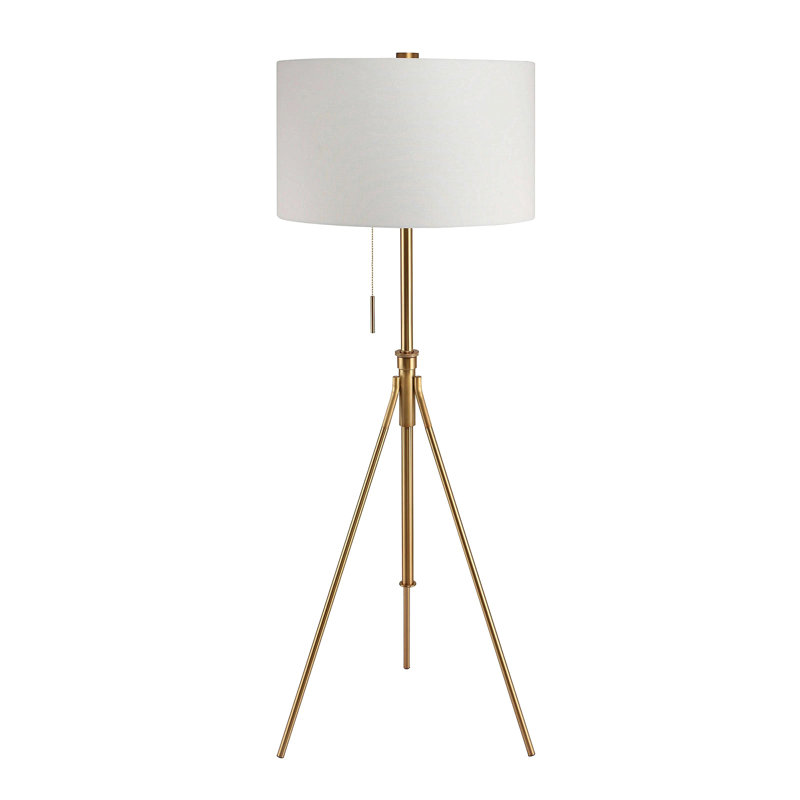 Interrupteur à poignée de lampe de plancher de style trépied 1Pc, Or brossé, 57"