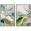 «Green Calm Relax Abstract Floral Botanical», reproduction d'art sur toile encadrée, 2 pièces-98109403-98109406