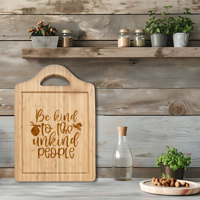 Kindness Thrives - Planche à découper en bambou 1 pièce, 11 po x 7,25 po