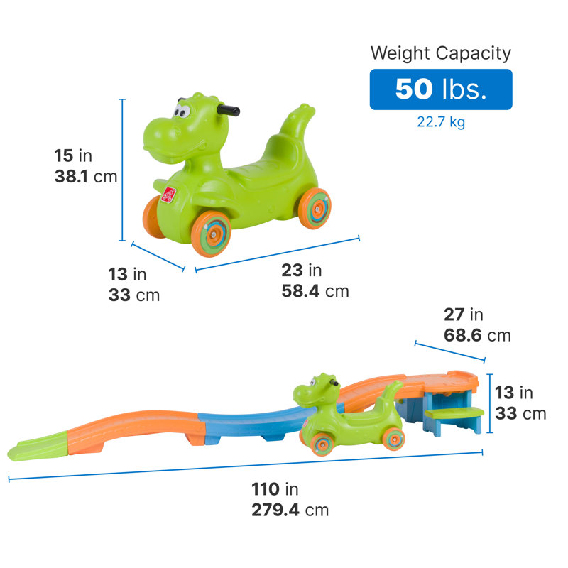 Dino Dash Green and Orange Plastic Roller Coaster Playset