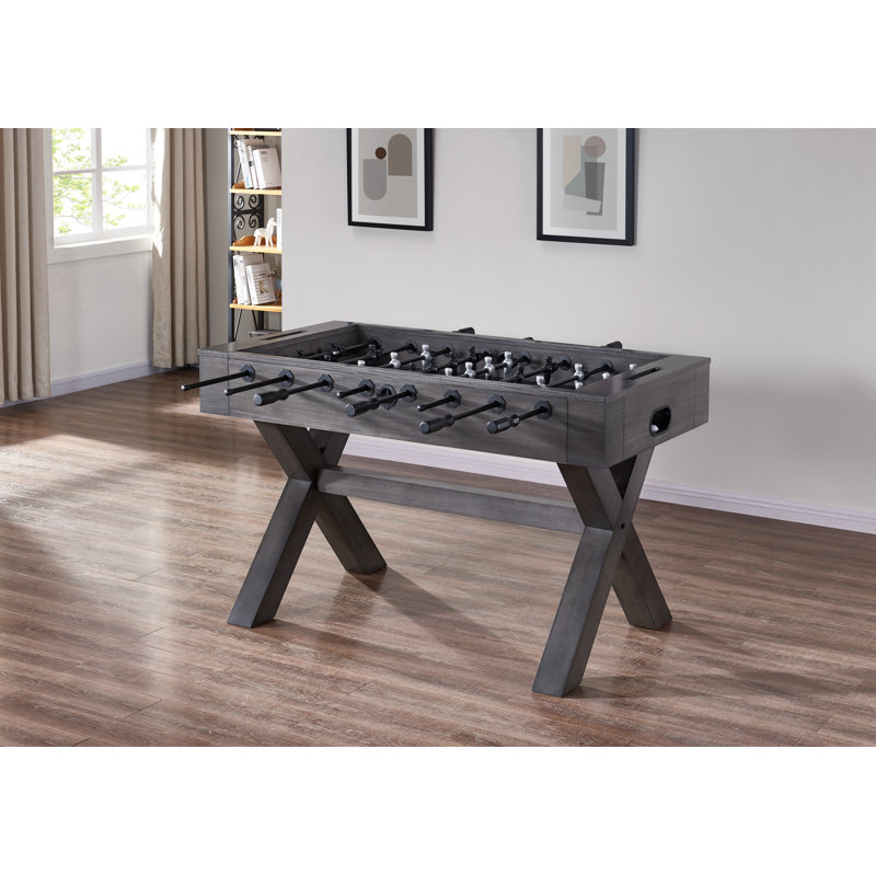 Gray Kona Finish Foosball Table with X-Shaped Legs