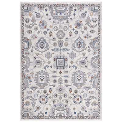 Tapis oriental gris en polypropylène / polyester tissé à la machine