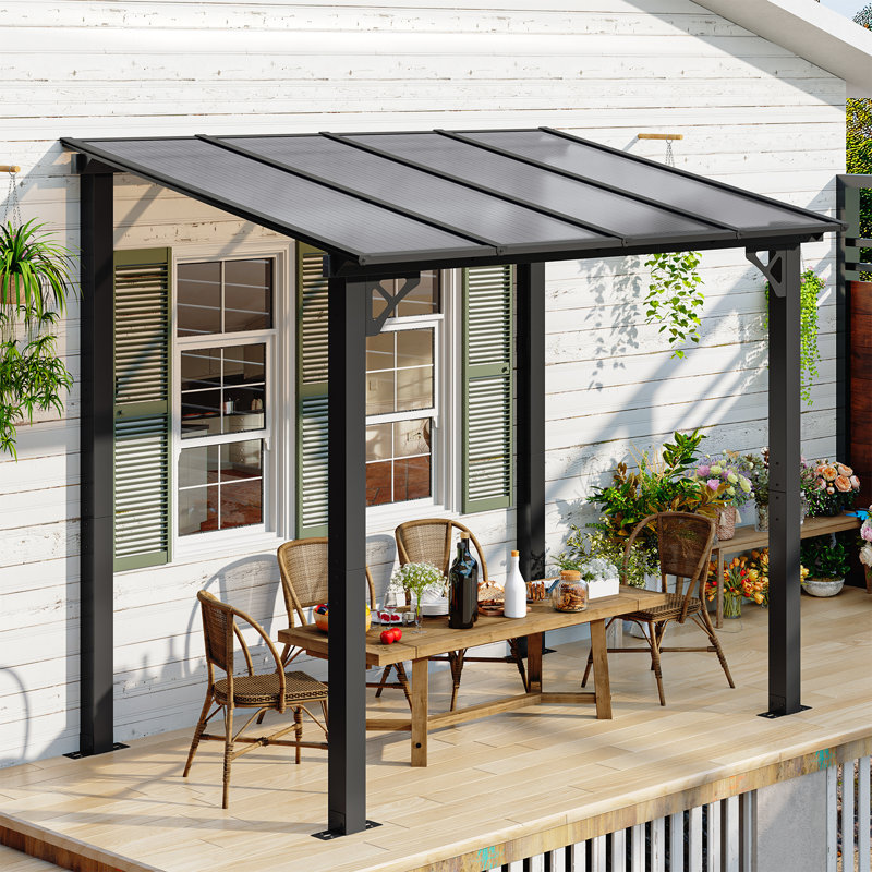 8 Ft. W x 5 Ft. D Outdoor Metal Pergola with Sloped Roof Patio Gazebo for Backyard, Deck