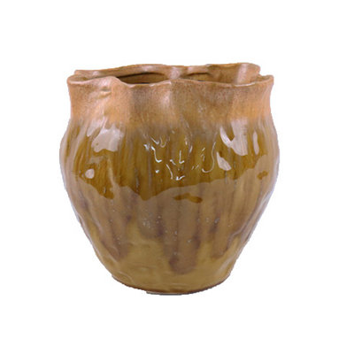 Balie Accent Vase, Ceramic Irregular Top Edge, Modern 10 Inch