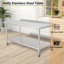 Table de travail roulante pour la cuisine, table de préparation des aliments de 72 po x 30 po avec dosseret et support à déchets amovible, table utilitaire robuste avec roulettes pour l'extérieur, le restaurant et le garage