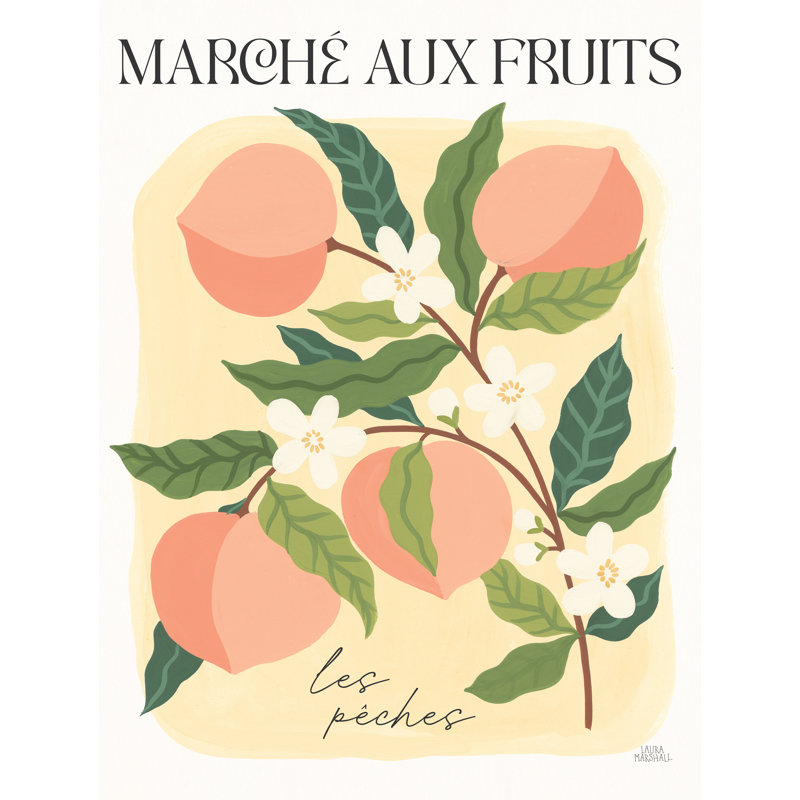 Marche aux fruits IV de Laura Marshall, H 48 po x l 36 po x P 1,25 po, Impression avec cadre érable, Non