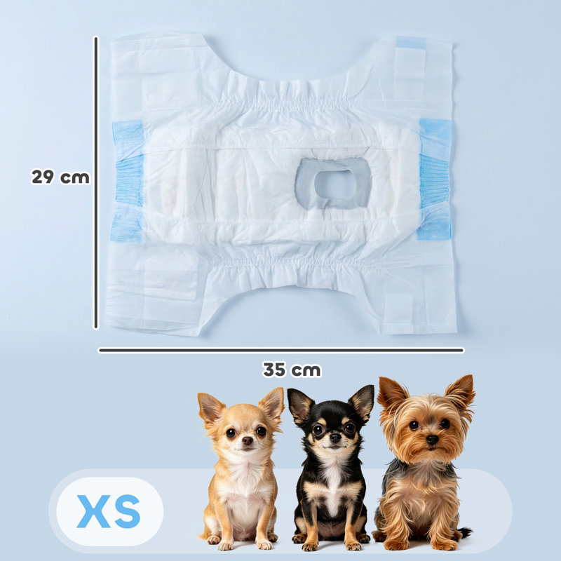 Disposable Dog Diapers Female Dog Nappies 48 Count XS 15-33 cm