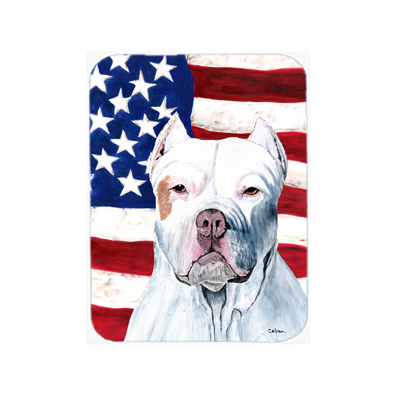 Trinx Patriotic USA American Flag with Pit Bull Glass Cutting Board