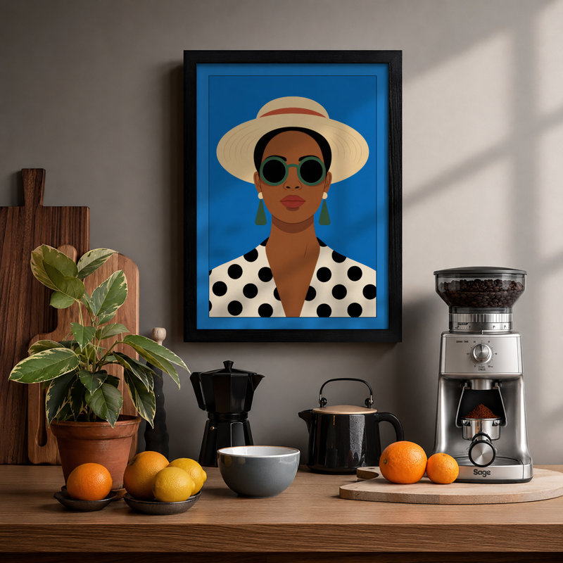 Woman In Summer Shades Modern - Print, A1 - 84.1 x 59.4 cm, Black