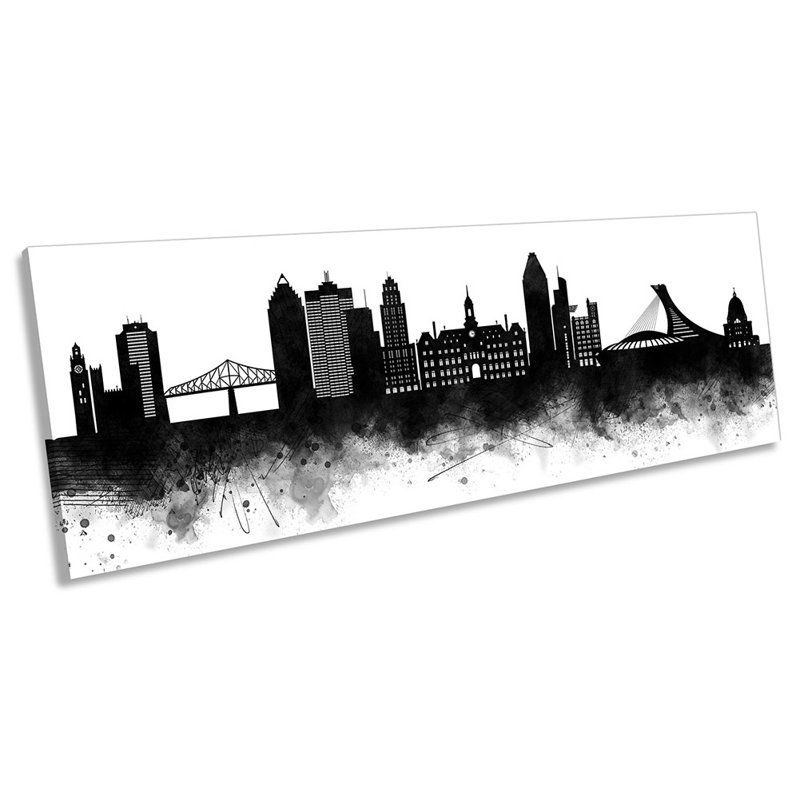 Montreal City Skyline 1 Piece Panoramic Wall Art on Canvas, 60.96cm H x 182.88cm W x 4cm D