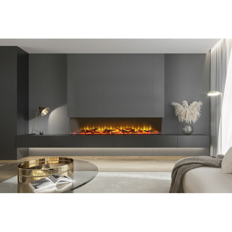 Adella Belfry Heating Black Electric Fireplace with 6824 BTU, 49cm H x 155.4cm W x 23.5cm D