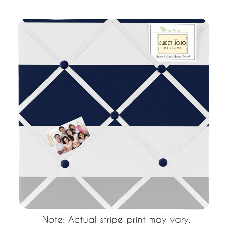 Tableau mémo mural Stripe, Gris / bleu marine