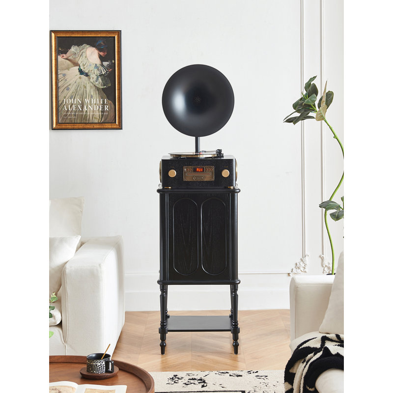 Mid-Century Style White Wax Vinyl Record Player