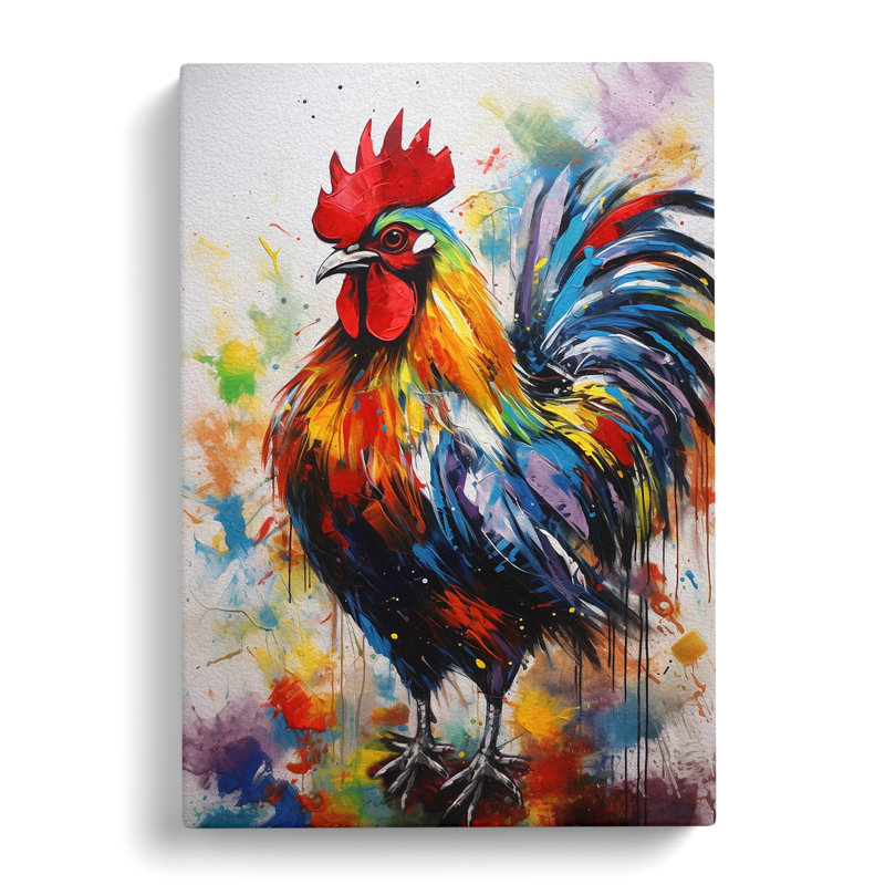 Rooster Gestural No.2 - No Frame Print, 50cm H x 35cm W x 3cm D