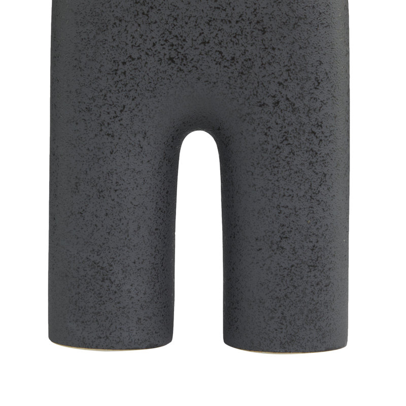 Vase de table en grès Sharee, Noir, H 13,45 po x l 8,6 po x P 3,45 po