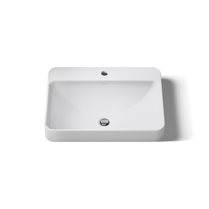 Vox Vitreous China Rectangular Vessel Bathroom Sink with Overflow, 1, White
