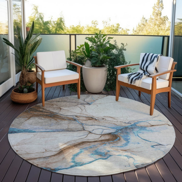 Machine Washable Indoor/Outdoor Cinead ACN1690 Beige Rug