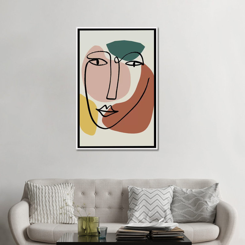 «Newstalgia Face I» par Nikki Chu - impression, H 48 po x l 32 po x P 1,5 po, Cadre blanc