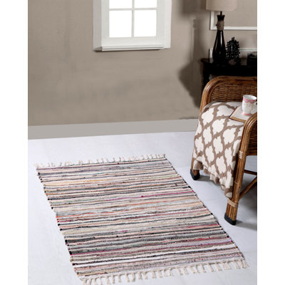 Marone Striped Cotton Hand Woven Area Rug