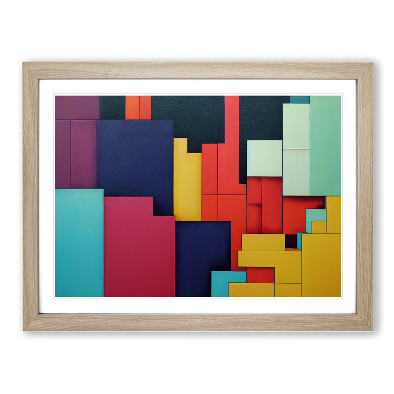 Abstract Block Colour Vol.4 - Framed Print, 46cm H x 64cm W x 2cm D, Oak