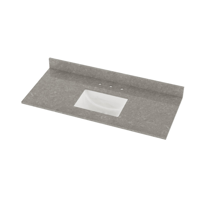 Plateau de meuble-lavabo simple 49 po avec lavabo en quartz 49 po, Gris anthracite