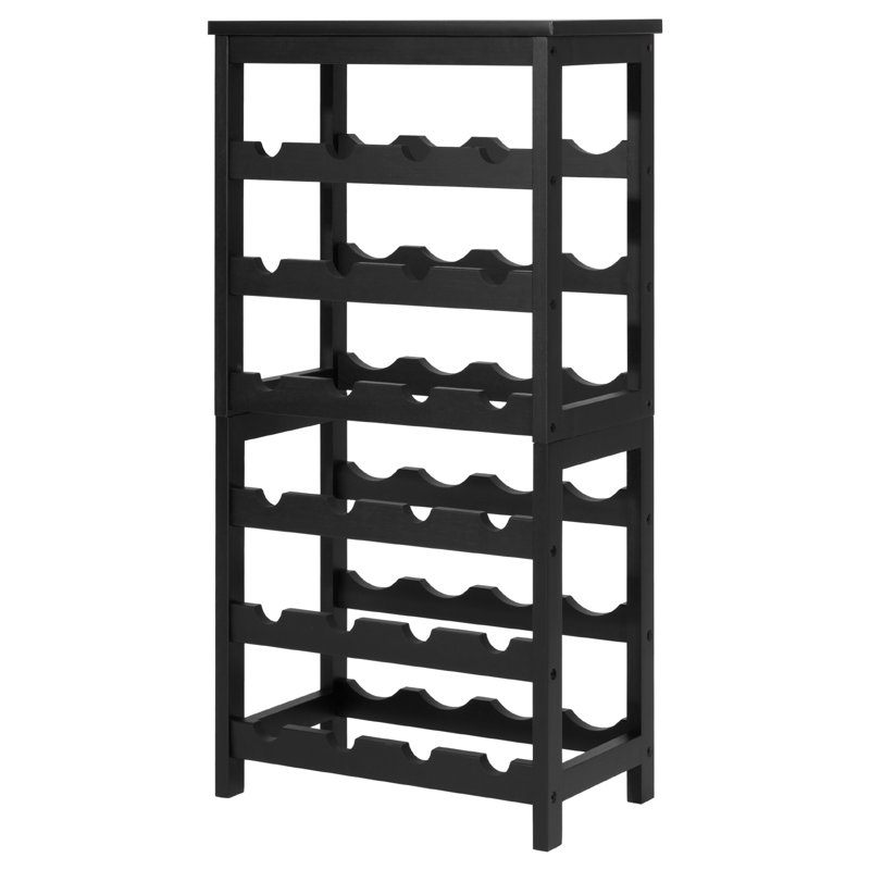 24 Bottle Wine Rack, 6-Tier, Freestanding Floor Display Wine Storage Shelves with Table Top, Easy Assembly Rack Shelf, Premium Material, for Kitchen Cellar Bar Dining Room Living Room, Black